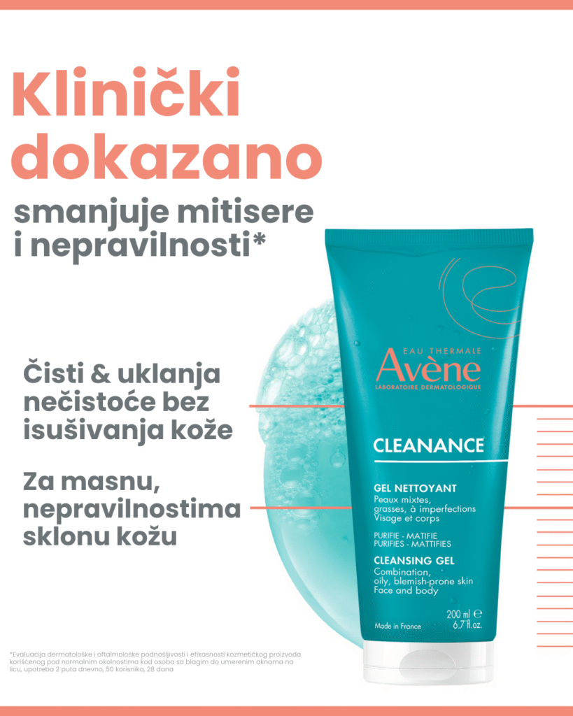 Avene Cleanance gel za umivanje: Dermatološki vodič za masnu i problematičnu kožu 1 Avene Cleanance gel za umivanje: Dermatološki vodič za masnu i problematičnu kožu